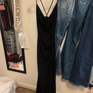 Windsor Black Glitter Backless Dress
